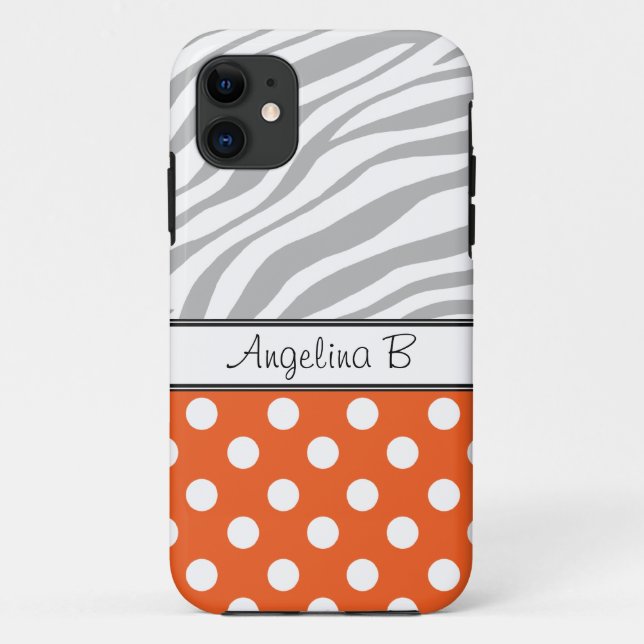 Orange Polka Dot Light Zebra Print iPhone 5 Case (Back)