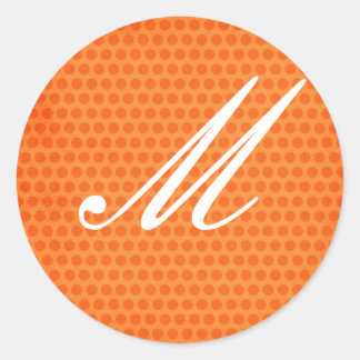 Orange Polka Dot Monogrammed Sticker