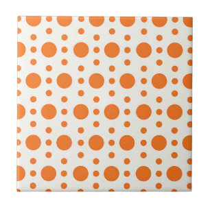 Orange Polka Dot Retro Design Tile