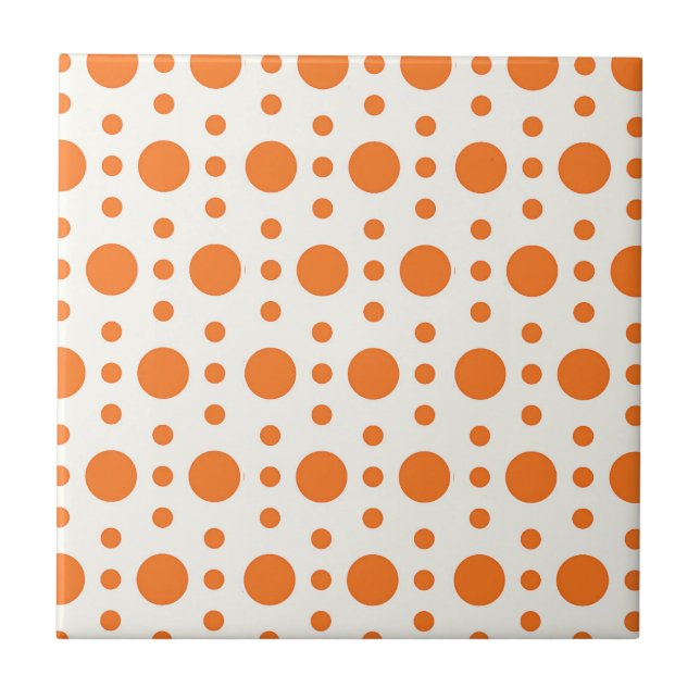 Orange Polka Dot Retro Design Tile (Front)