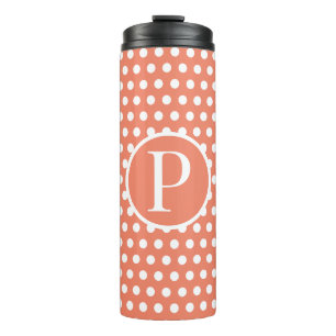 Orange Polka Dots initial letter Thermal Tumbler