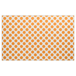Orange Polka Dots on White Fabric