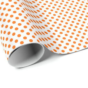 Orange Polka Dots on White Wrapping Paper
