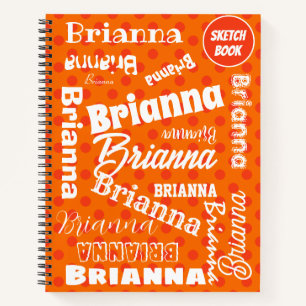 Orange Polka Dots Personalised Word Art Notebook