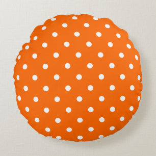 Orange Polka Dots Round Pillow