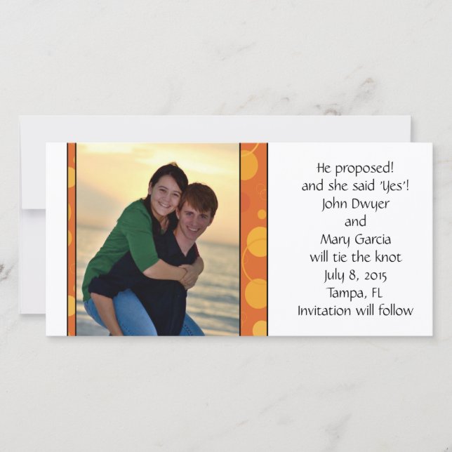 Orange Polka Dots Save the Date (Front)