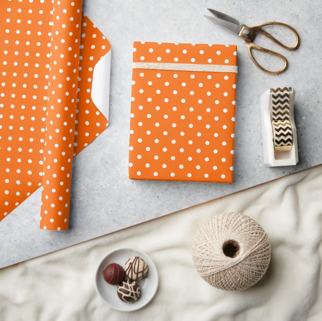 Orange Polka Dots Wrapping Paper (Crafts)