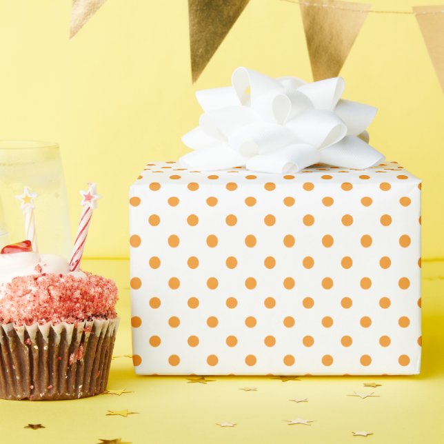 Orange Polka Dots Wrapping Paper (Birthday Party)