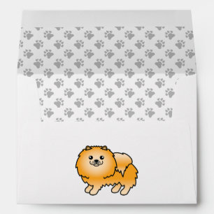 Orange Pomeranian Cute Cartoon Dog Envelope