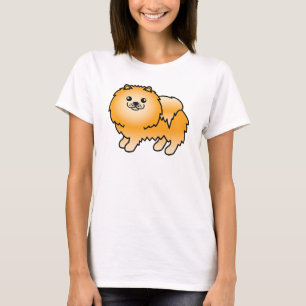 Orange Pomeranian Cute Cartoon Dog T-Shirt