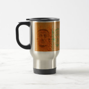 Orange Pop Art Deco Stone Head Aluminium Travel Mu Mug