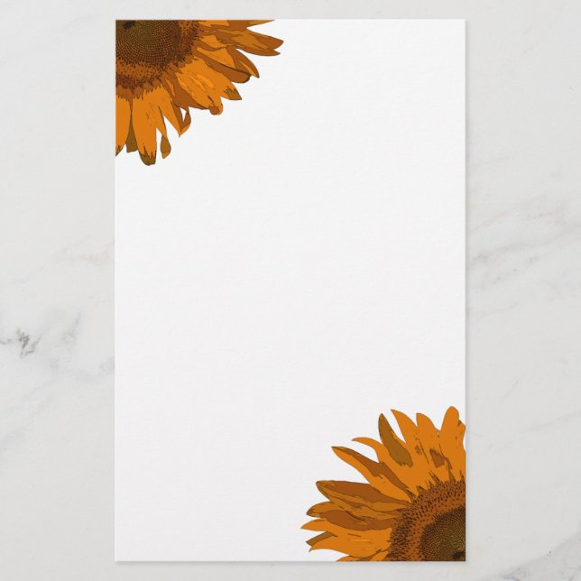 Orange Pop Art Sunflowers  Stationery (Front)