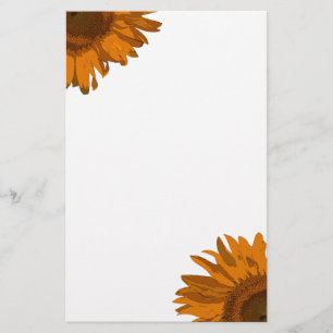 Orange Pop Art Sunflowers Writing Paper