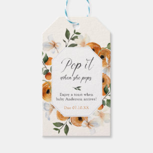 Orange Pop it when She Pops Baby Shower Gift Tags