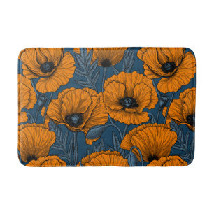 Orange poppies bath mat