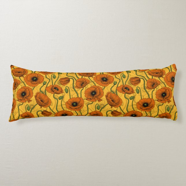Orange Poppies Body Cushion (Front)