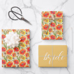 Orange Poppies Bridal Wedding Wrapping Paper Sheet<br><div class="desc">For the wedding or bridal shower gift wrapping,  choose from a selection of beautiful wrapping papers in three different colours or patterns</div>