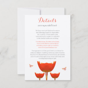 Orange Poppies Bumble Bees Wedding Enclosure Card