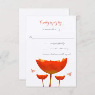 Orange Poppies & Butterflies Wedding Invitation