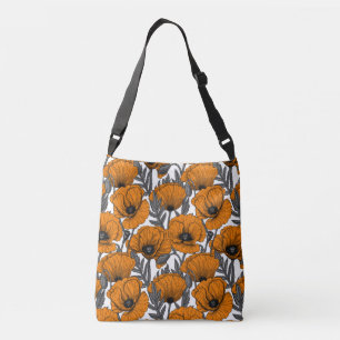 Orange poppies crossbody bag