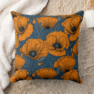 Orange poppies cushion