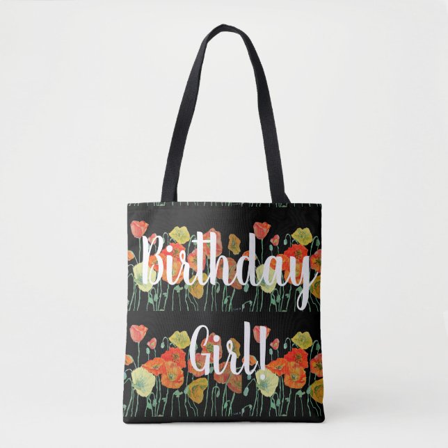 Orange Poppies Floral flowers Birthday Girl Bag (Front)