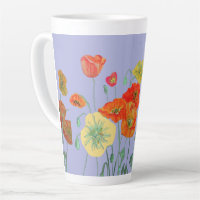 Orange Poppies Floral flowers Pastel purple Lilac