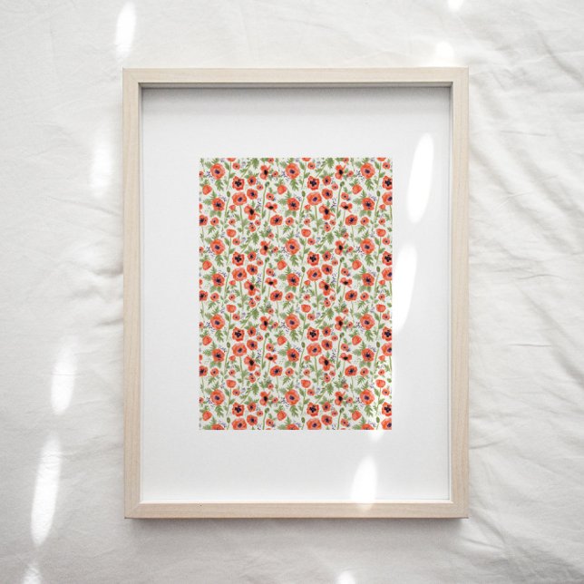 Orange Poppies Floral Pattern Art Print (Creator Uploaded)