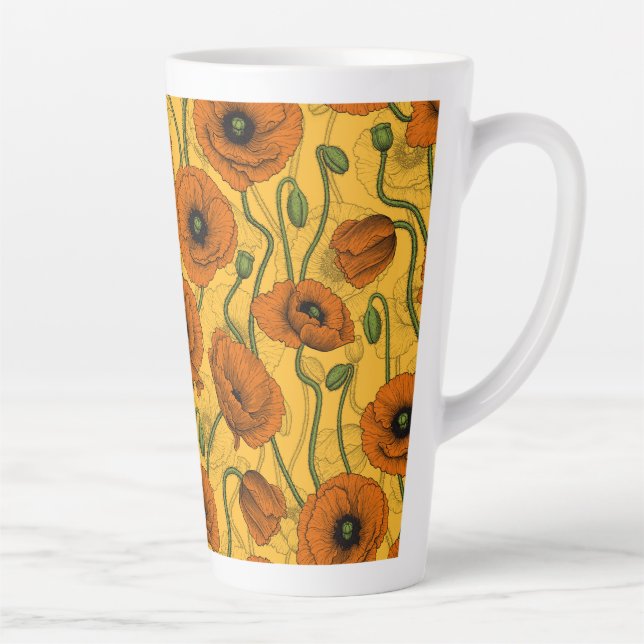 Orange Poppies Latte Mug (Right)