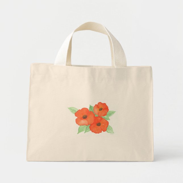 Orange Poppies Mini Tote Bag (Front)