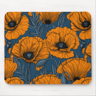Orange poppies mouse pad