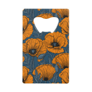 Orange poppies on dark blue