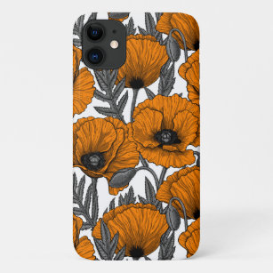 Orange poppies on white Case-Mate iPhone case