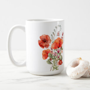 Orange Poppies on White  Coffee Mug