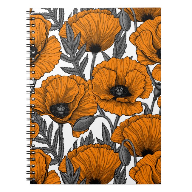 Orange poppies on white notebook (Front)