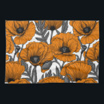 Orange poppies on white tea towel<br><div class="desc">Vector pattern made of hand-drawn poppies.</div>