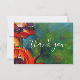 Orange Poppies Painting Thank You Card