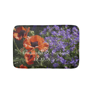Orange Poppies Personalised Plush Bath Mat
