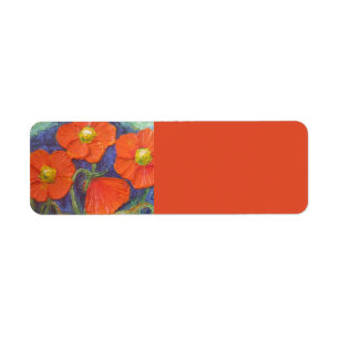 Orange Poppies Return address Label