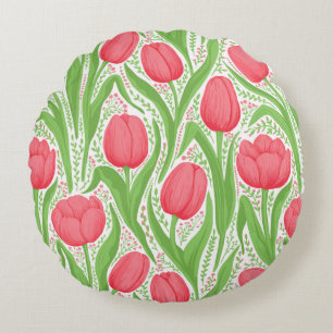 Orange Poppies Round Cushion
