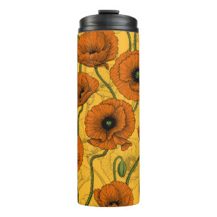 Orange Poppies Thermal Tumbler