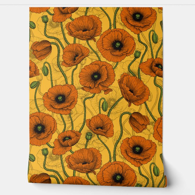 Orange Poppies Wallpaper (Unrolling)