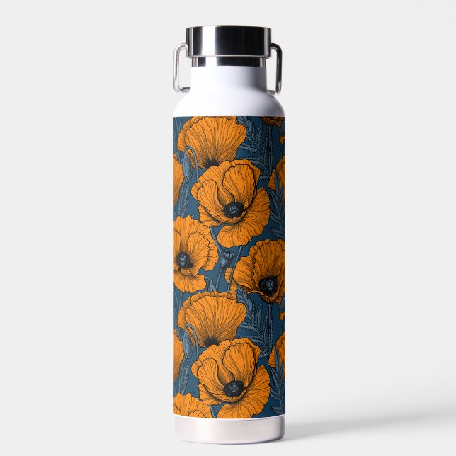 Orange poppies water bottle (Front)