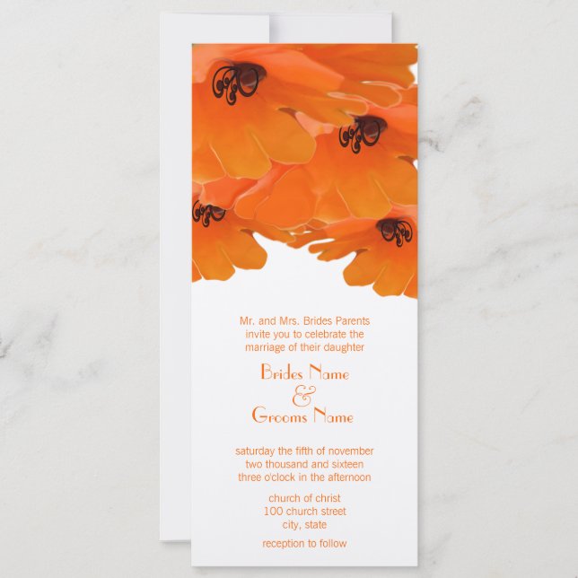 Orange Poppies Wedding Invitation (Front)