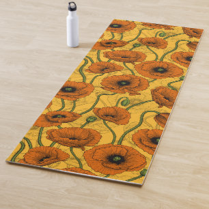 Orange Poppies Yoga Mat