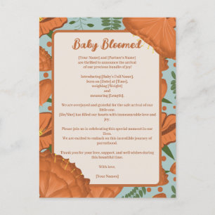 Orange Poppy Baby Bloomed Spring Garden Theme Postcard
