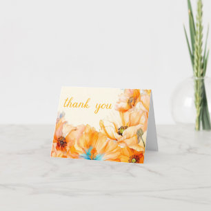 Orange Poppy Bloom bridal shower thank you Card