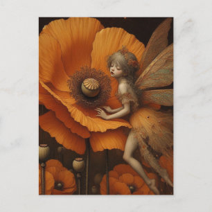 Orange Poppy Fairy  Postcard