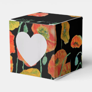Orange Poppy  Floral Wedding Cake Favour Box