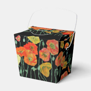 Orange Poppy Floral Wedding Cake Favour Box